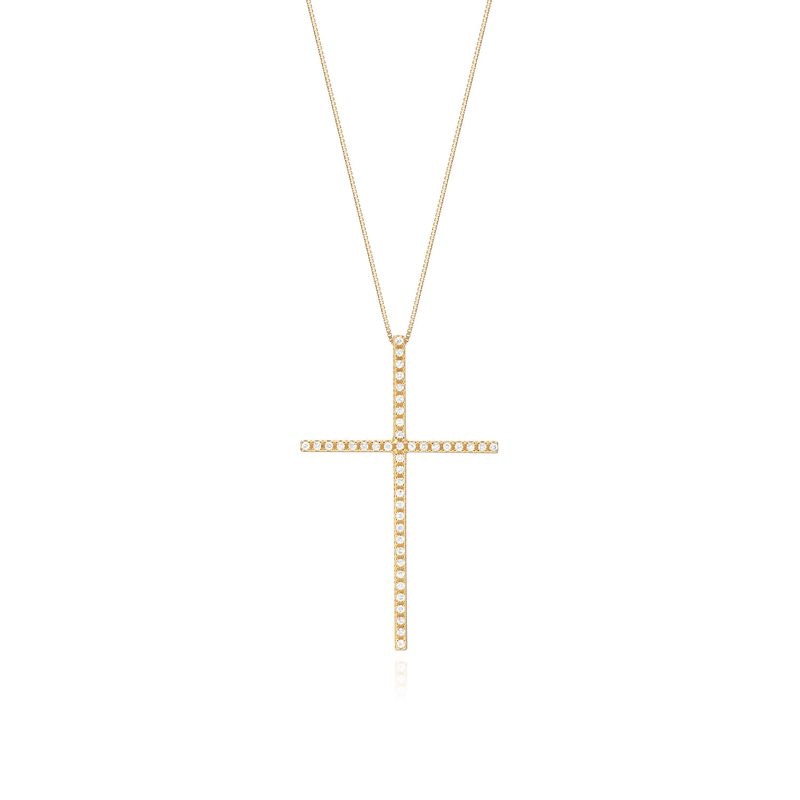 Imagem principal Pingente Cruz com 21 Pontos de Diamantes em Ouro Amarelo 18k Monte Carlo