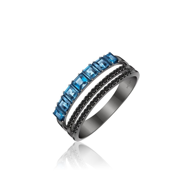 Imagem principal Anel em Ouro Branco com Diamante, Topázio London Monte Carlo