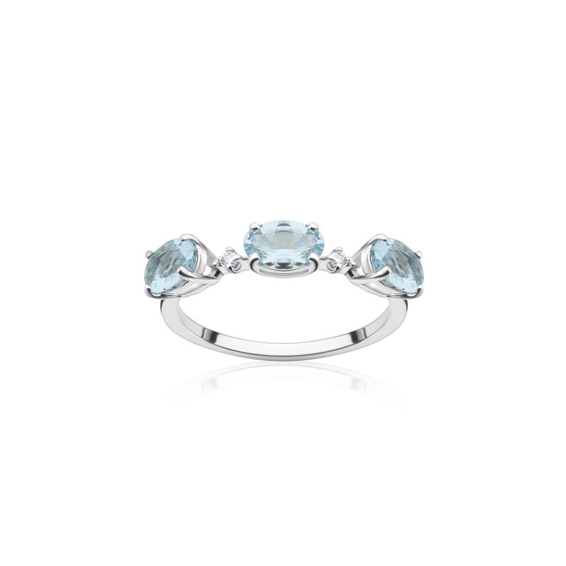 Imagem principal Anel em Ouro Branco com Diamante, Água Marinha Monte Carlo