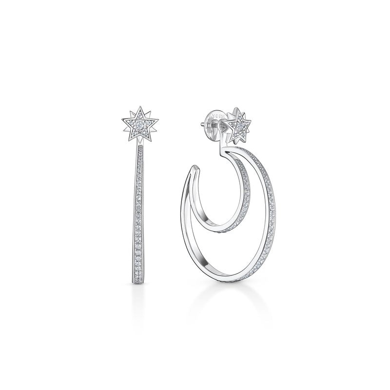 Imagem principal Brinco Argola Dupla Estrela com Topázio em Prata 925 Monte Carlo