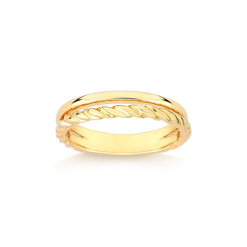 Imagem principal Anel Duplo Torcido em Prata 925 com Banho de Ouro Amarelo 18k Monte Carlo