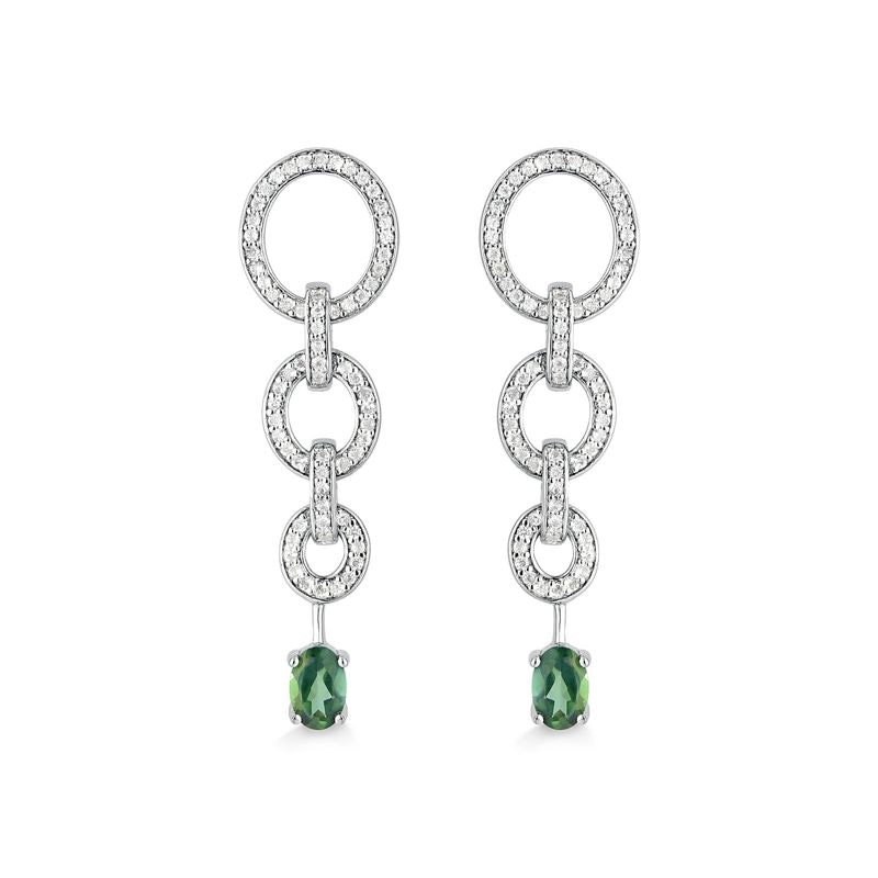 Imagem principal Brinco Elos com Topázio Verde e Safira em Prata 925 Monte Carlo