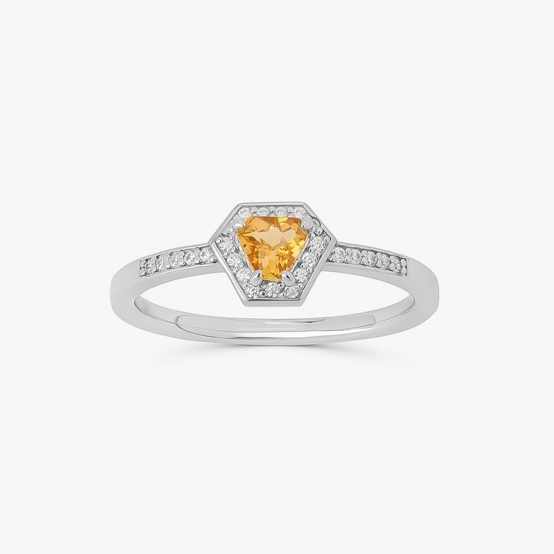 Imagem principal Anel Hexagonal com Citrino e Safira em Prata 925 Monte Carlo