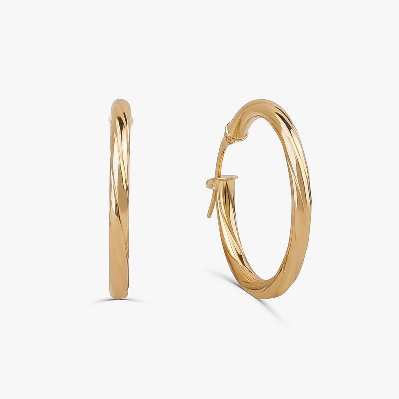 Imagem principal Brinco Argola Trabalhada Fio Redondo em Ouro Amarelo 18k - 20 mm Monte Carlo