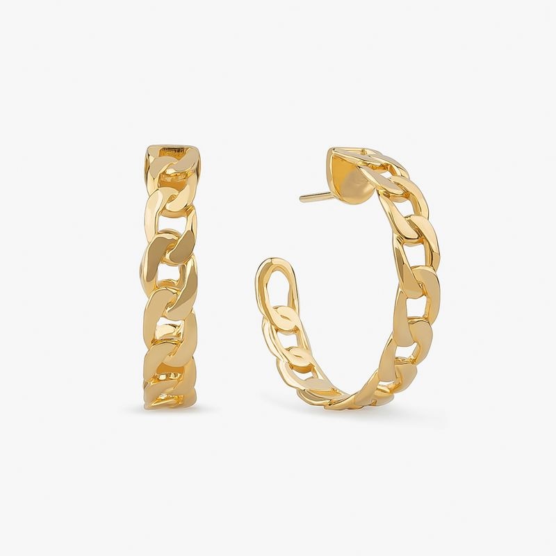 Imagem principal Brinco Argola Elos em Prata 925 com Banho de Ouro Amarelo 18k Monte Carlo