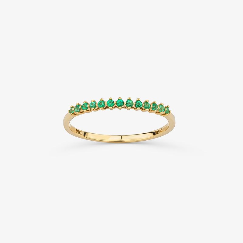 Imagem principal Anel Meia Aliança com Esmeralda em Ouro Amarelo 18k Monte Carlo