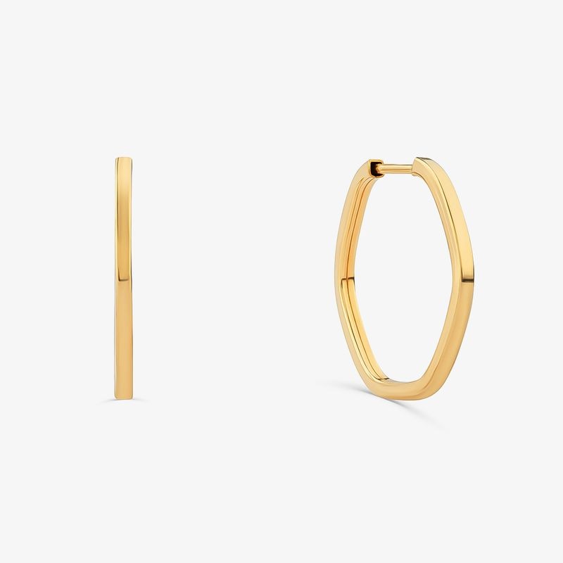 Imagem principal Brinco Argola Hexagonal Fio Quadrado em Ouro Amarelo 18k - 14mm Monte Carlo