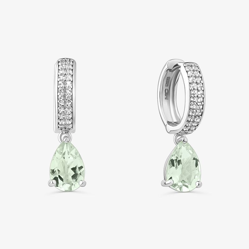 Imagem principal Brinco Argola com Prasiolita e Safira em Prata 925 Monte Carlo