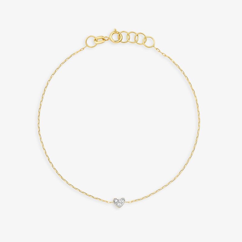 Imagem principal Pulseira Coração com Diamante em Ouro Amarelo 18k - 18 cm Monte Carlo