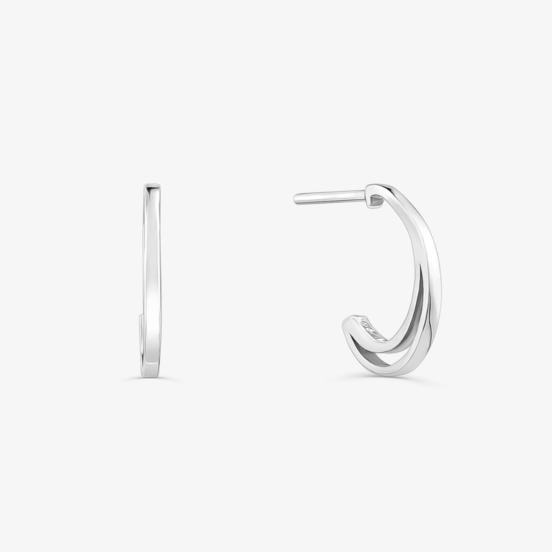 Imagem principal Brinco Meia Argola Dupla 12mm em Prata 925 Monte Carlo