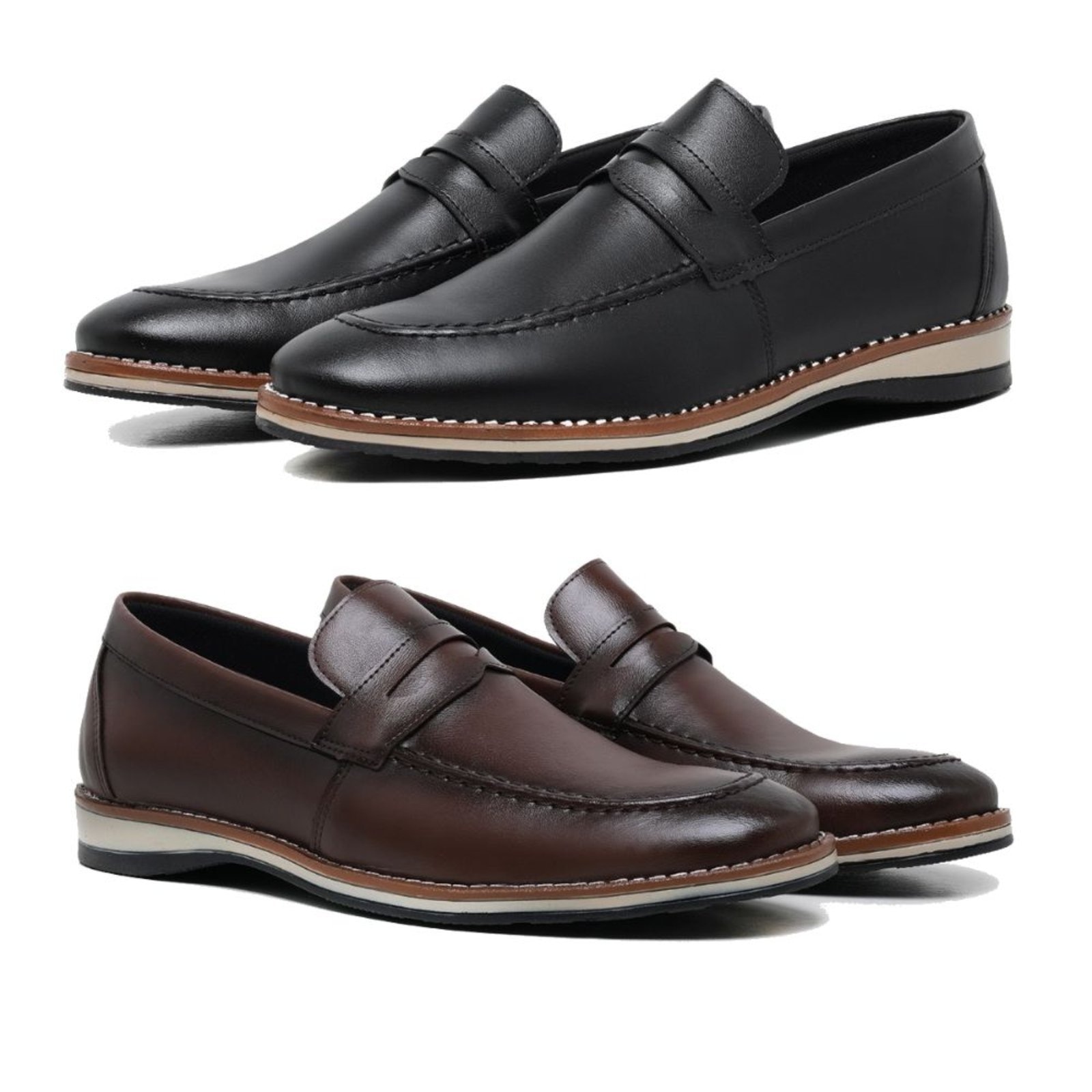 Imagem principal Kit 2 Sapato Masculino Social Premium Casual Calce Facil e Café Bia Ramos marrom/preto