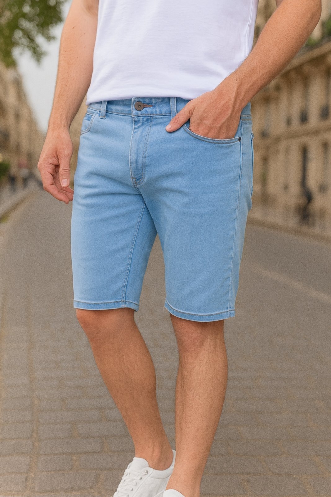 Imagem principal Bermuda Jeans Delave Masculina 5 Estilos Básica e Confortável Para o Dia a Dia 5 ESTILOS azul