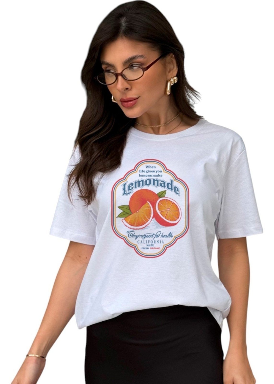 Imagem principal Camiseta Feminina Cianitas Branca Estampa Lemonade Cianitas branco