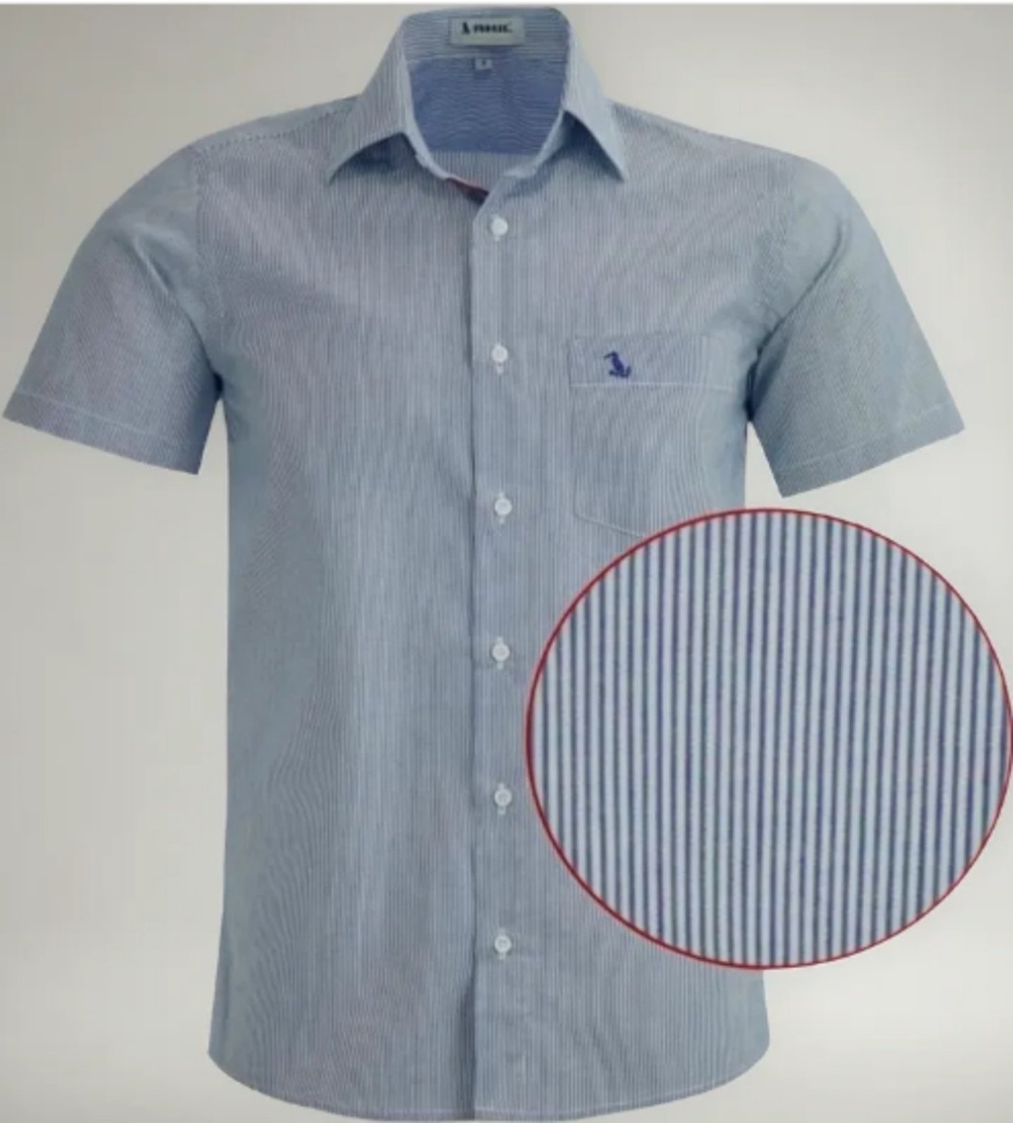 Imagem principal Camisa Social Amil Listrada Comfort Algodão Cronos Manga Curta Luxo Marinho Amil azul marinho