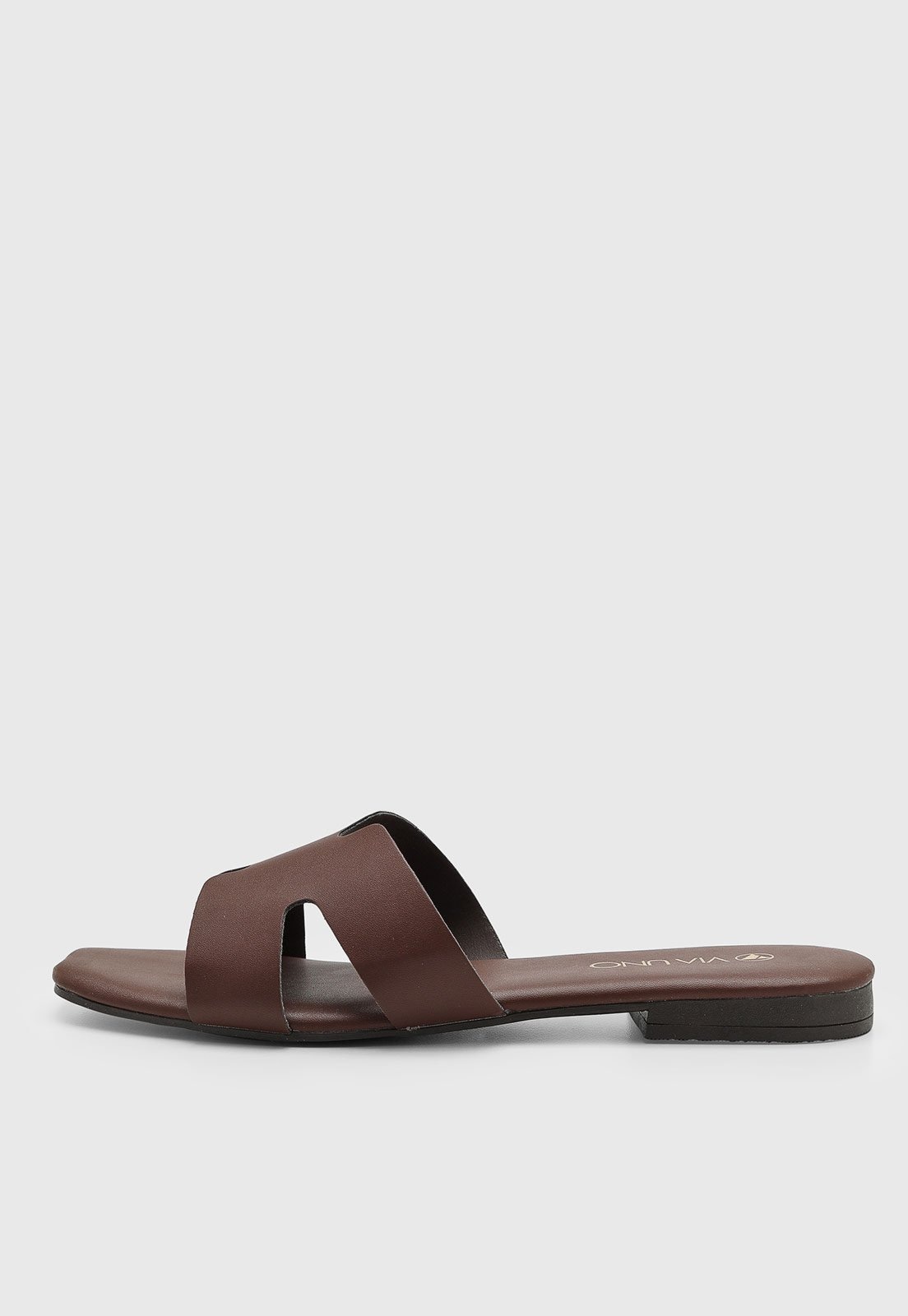 Imagem principal Rasteira Feminina VIA UNO Tiras Bico Quadrado VIA UNO marrom