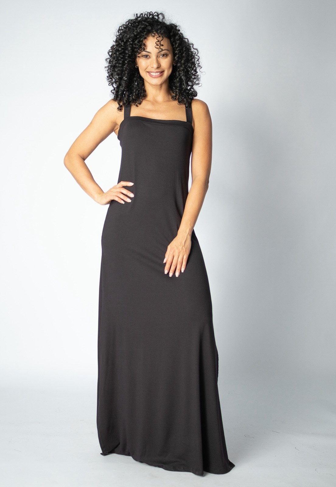 Imagem principal Vestido Longo Guaíra Malha Amazonia Vital Alça Grossa Amazonia Vital preto