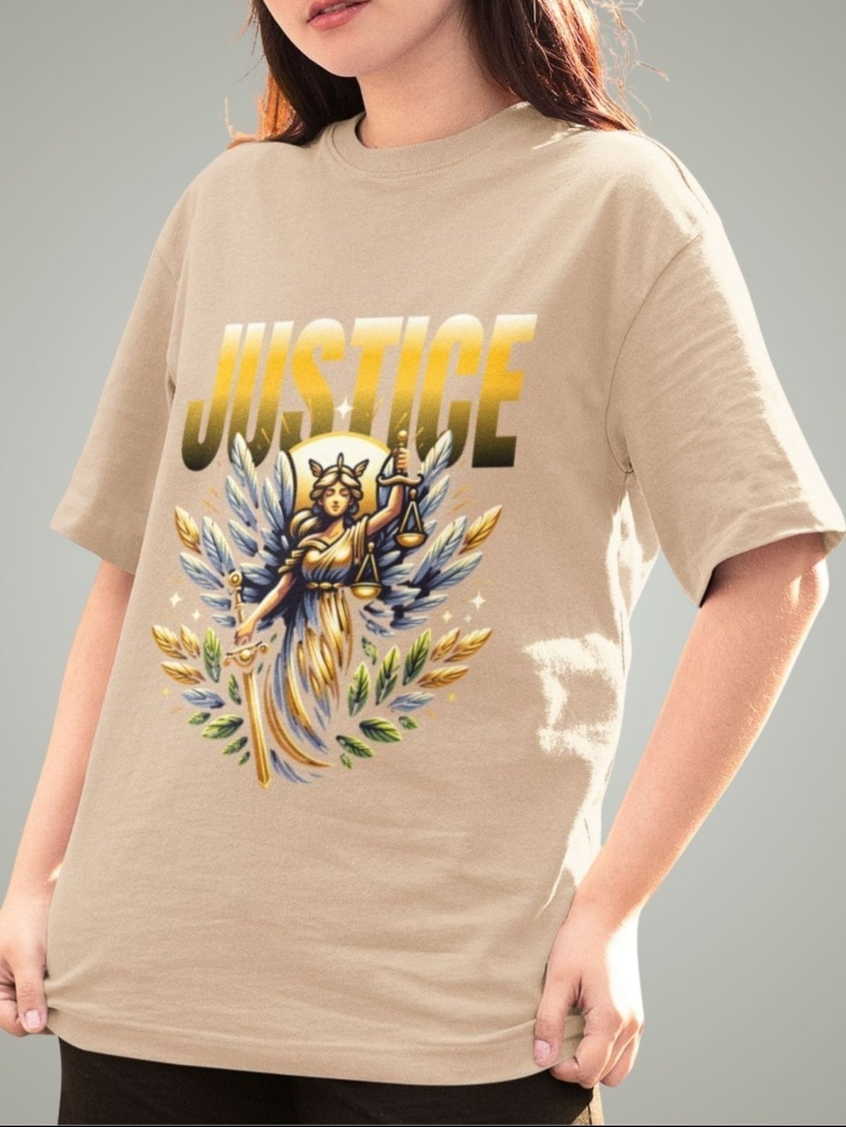 Imagem principal Camiseta Feminina GuGi Justiça Direito Caqui Gugi cáqui caqui