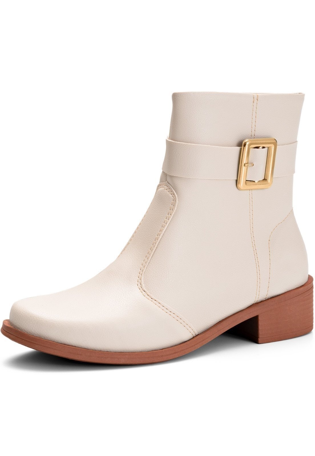 Imagem principal Bota Feminina Lumiss Montaria Rasteira Cano Baixo Fivela Off White LUMISS off-white white