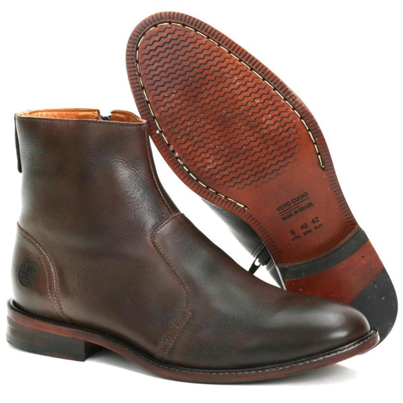 Imagem principal Bota Coturno Masculina Couro Look Stock Preto Confort Lookstock Botinas marrom