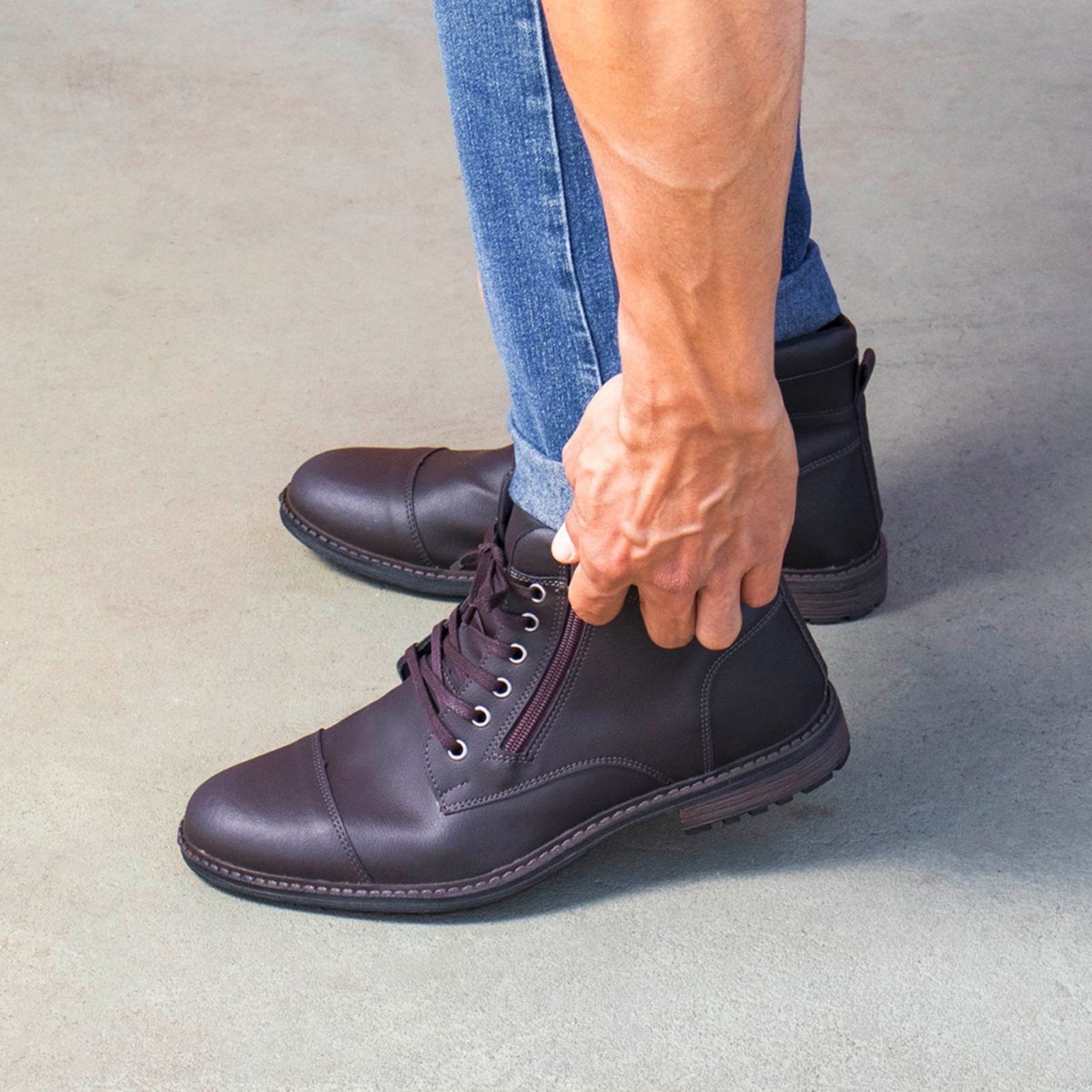 Imagem principal Bota Coturno Masculina Confortável Resistente Com Zíper ÉPICO CALÇADOS café