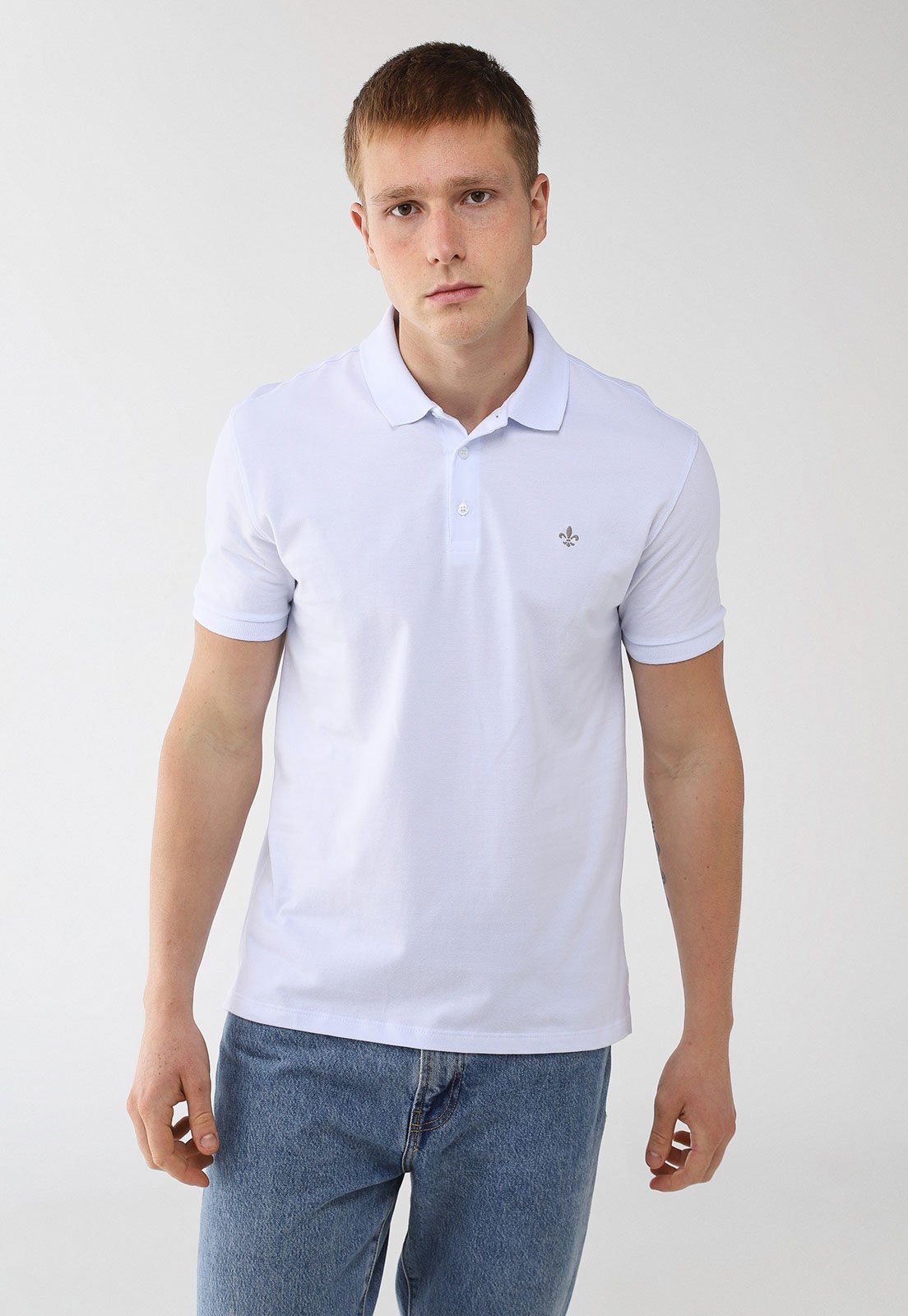 Imagem principal Polo Masculina Dudalina Bordado Dudalina branco
