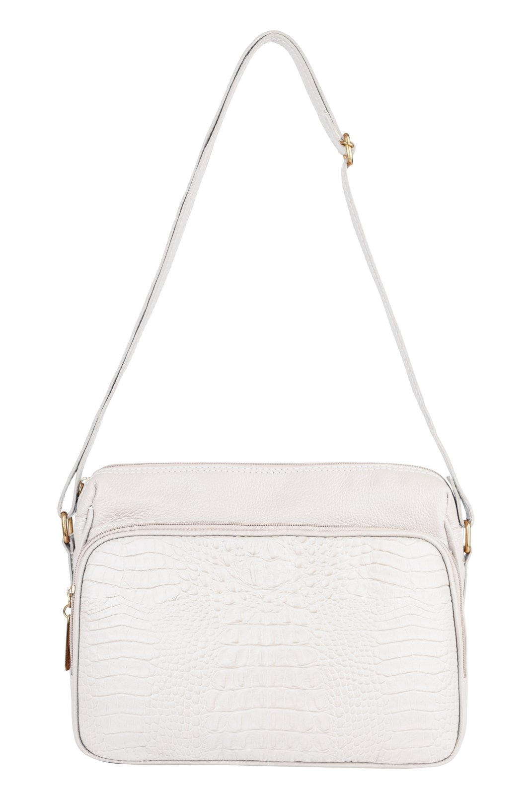 Imagem principal Bolsa de couro croco tiracolo Anita - Marfim Andrea Vinci caramelo