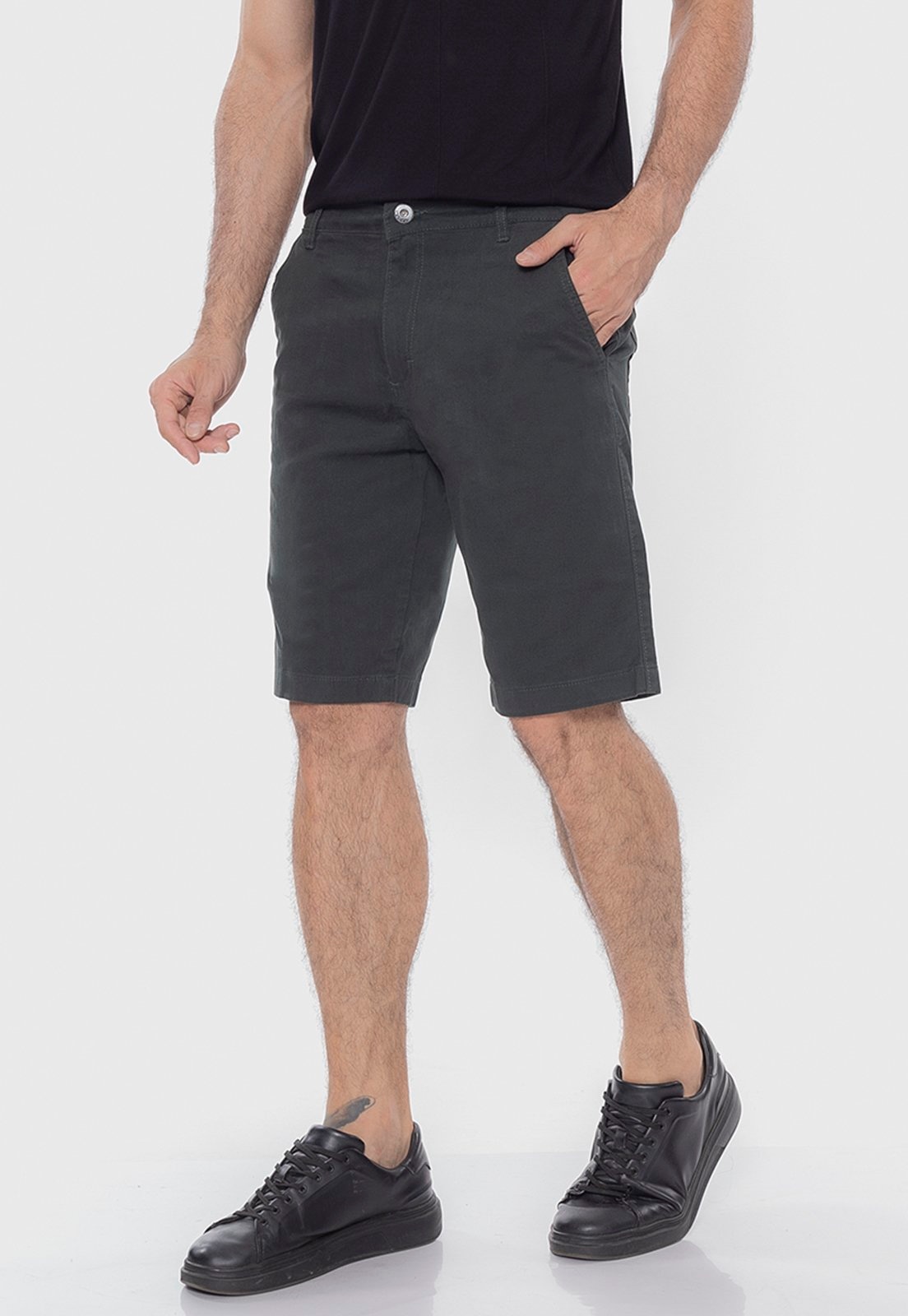 Imagem principal Bermuda Sarja Masculina Passeio Conforto Elastano 7879 Escuro Macaw verde/verde militar/verde oliva verde