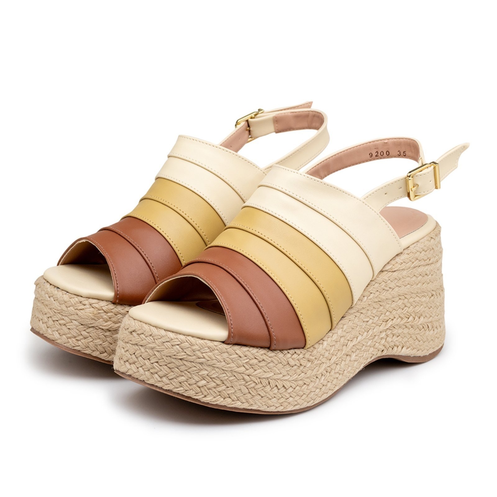 Imagem principal Sandália Anabela Mix Tons Salto Corda 9200 Flor da Pele caramelo