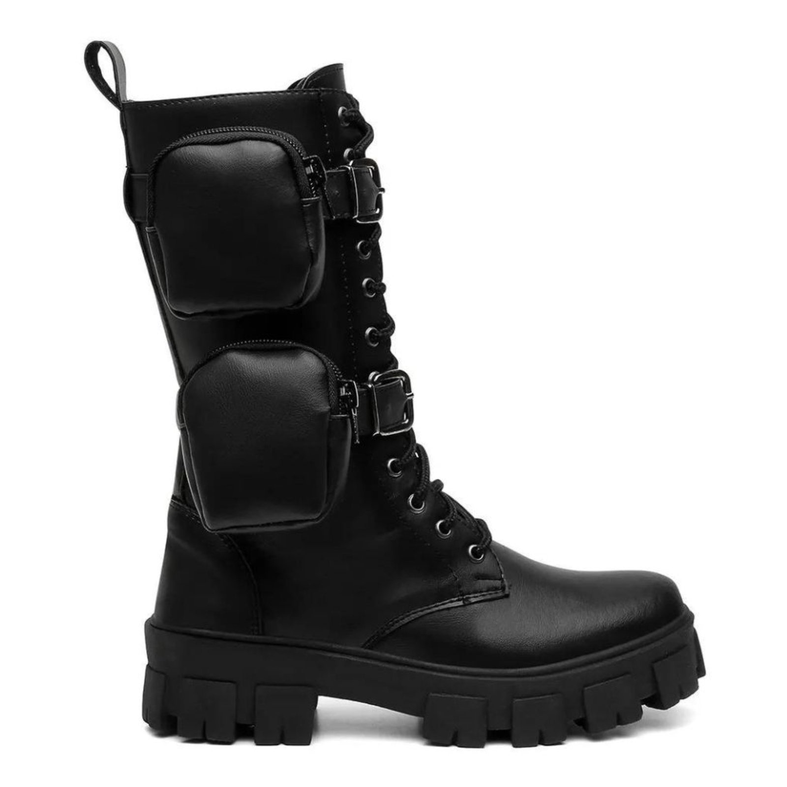 Imagem principal Coturno Feminino Tratorado Anna Andrade Cano Alto Casual Militar Bag Tendência Anna Andrade preto