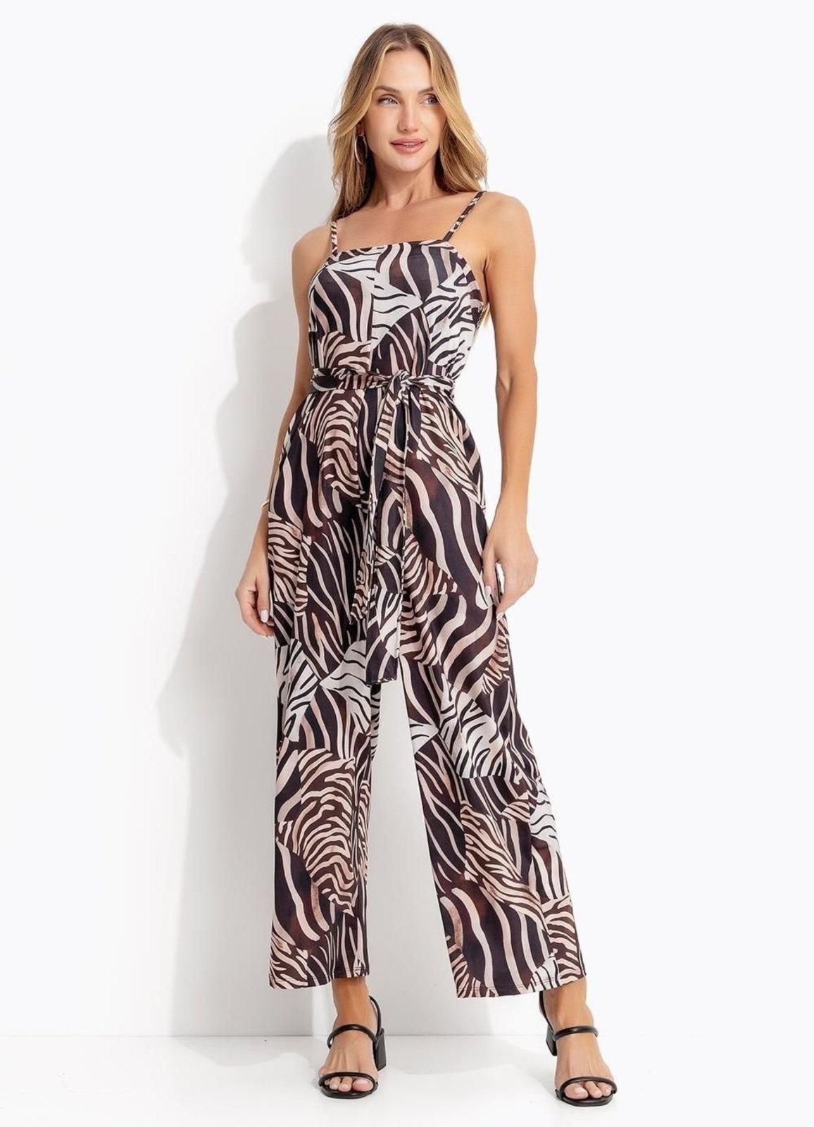 Imagem principal Macacão Em Malha Fria Quintess Animal Print Quintess marrom