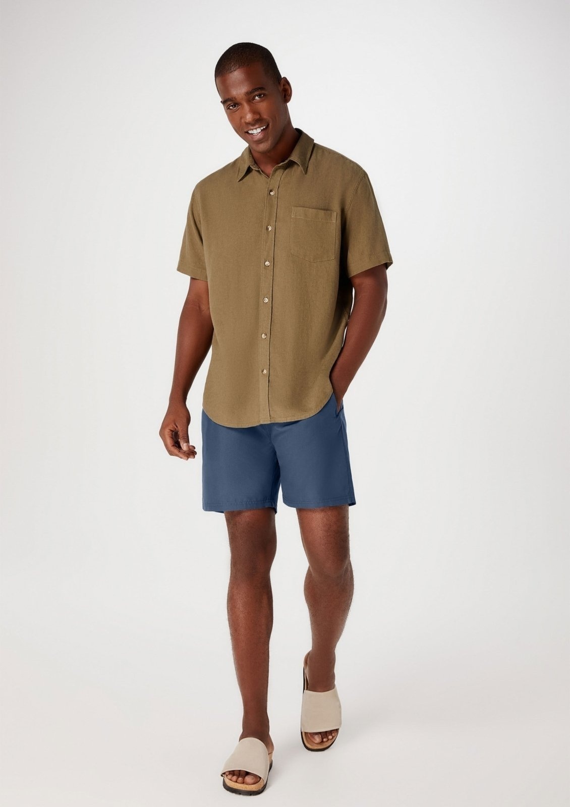 Imagem principal Shorts Básico Masculino Com Amarração Hering azul