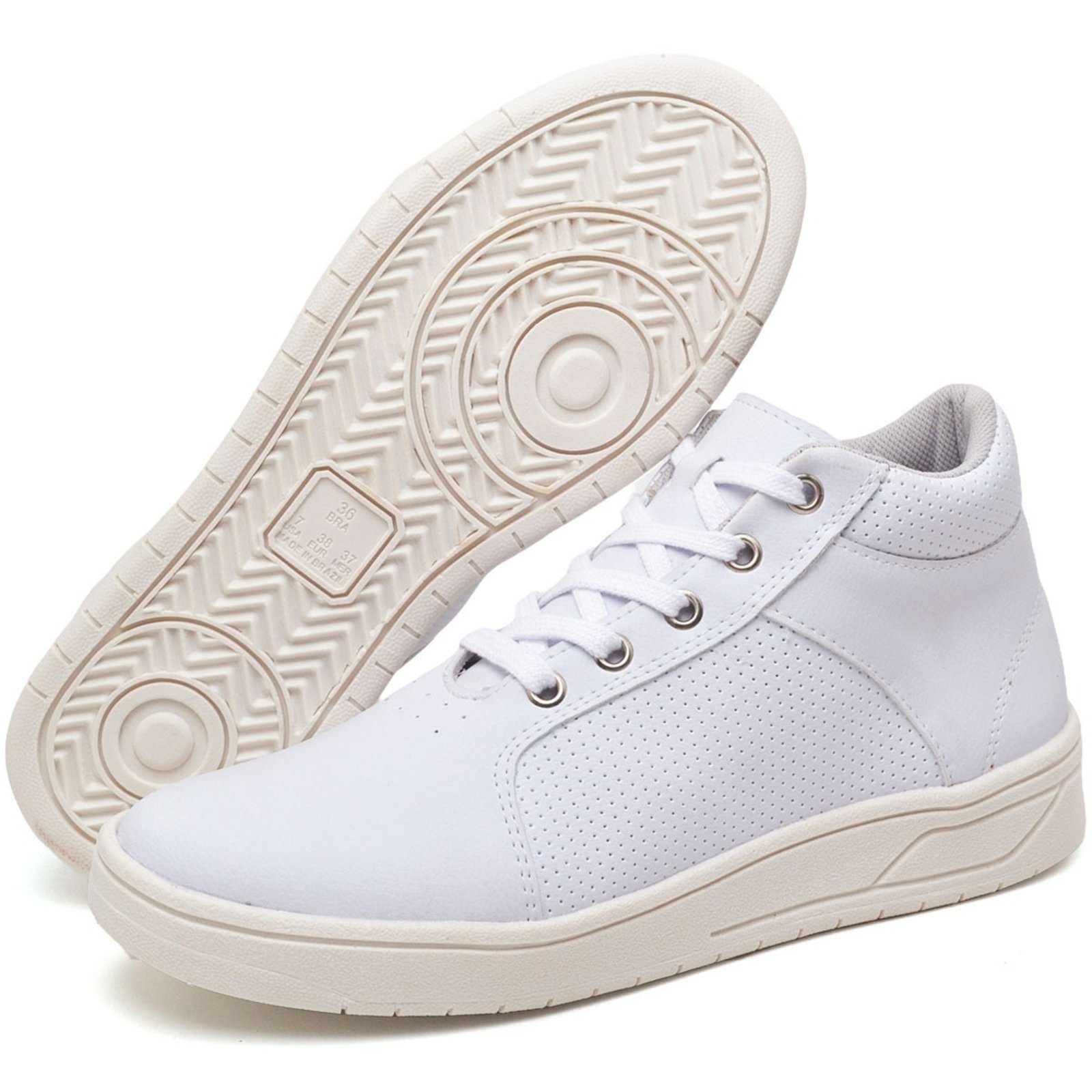 Imagem principal Tênis Feminino Casual Cano Alto Botinha Conforto Polo Blu branco
