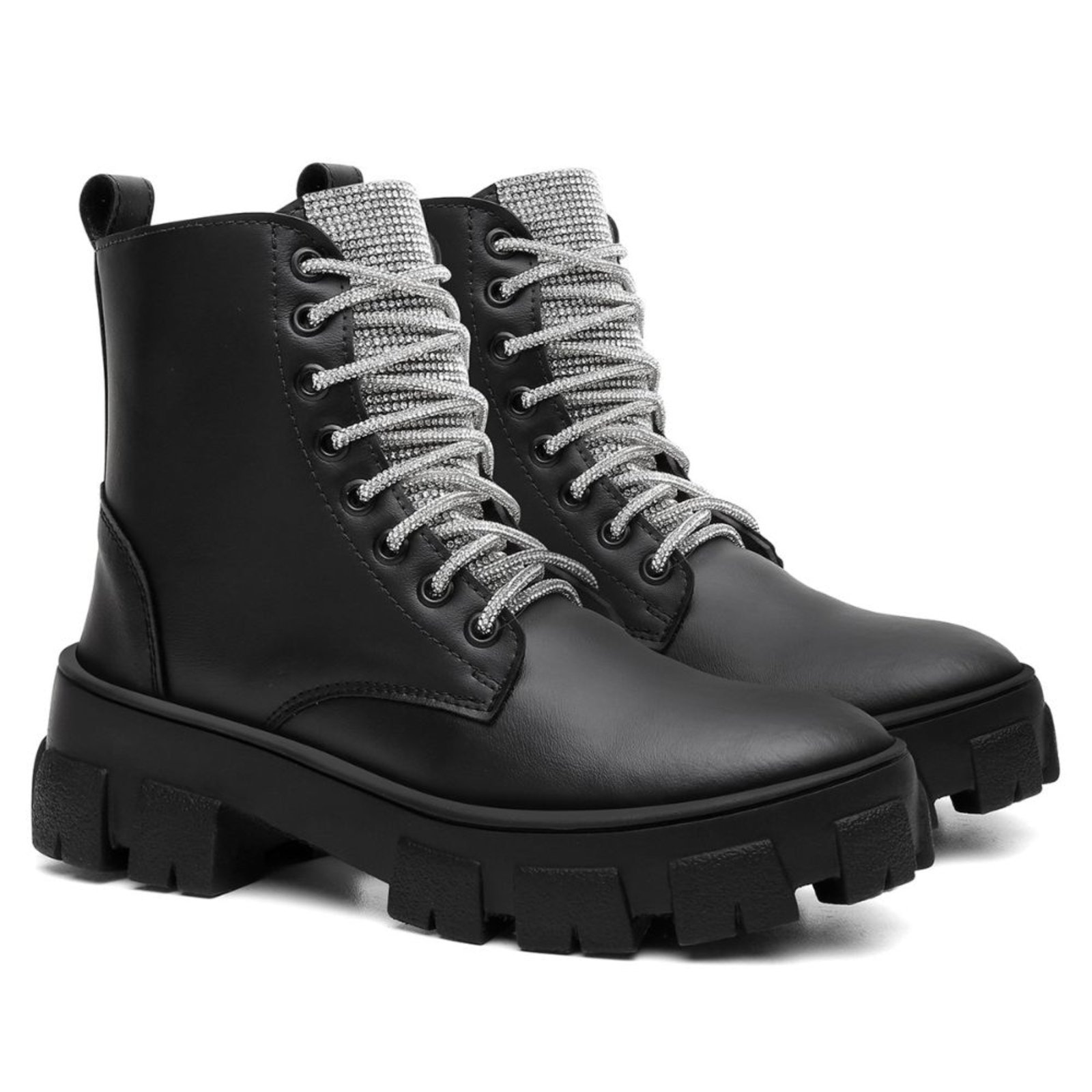 Imagem principal Coturno Feminino Salto Tratorada Manta Brilho Strass Santa Rosa preto