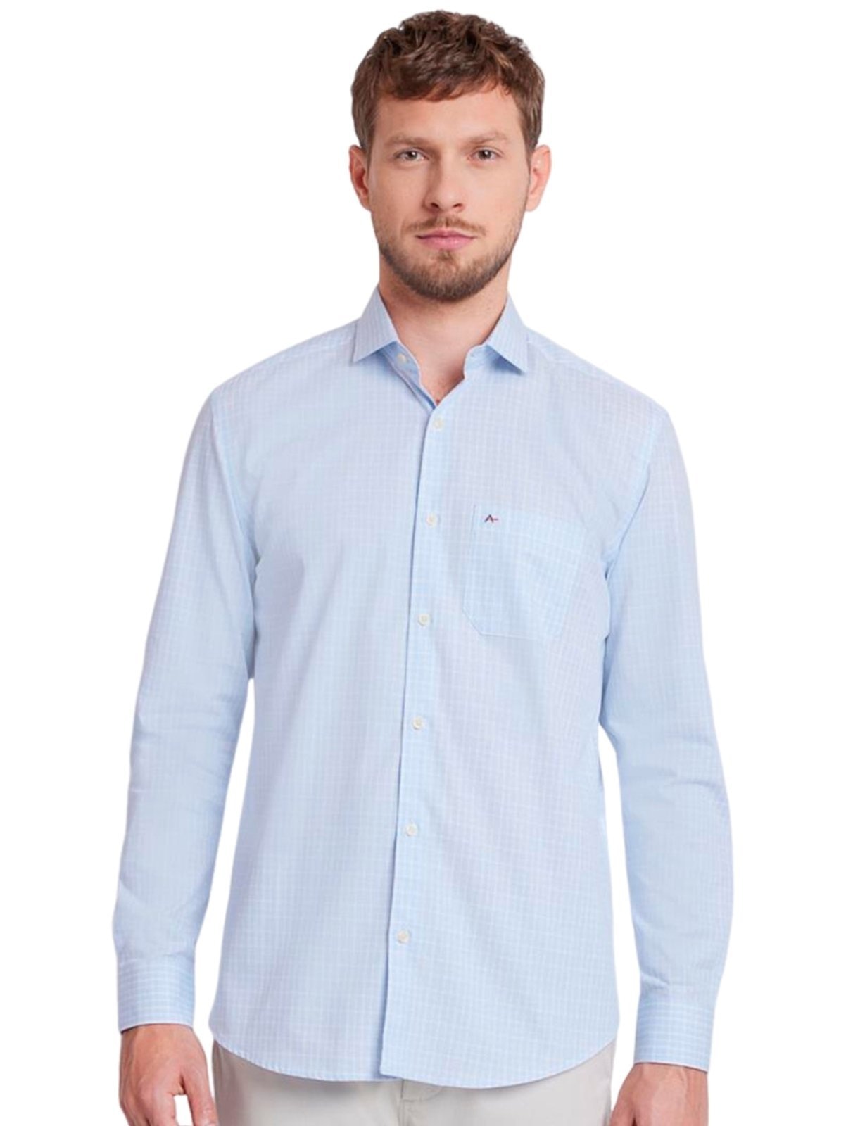 Imagem principal Camisa Aramis Masculina Tricoline Regular Micro Xadrez Claro Aramis azul