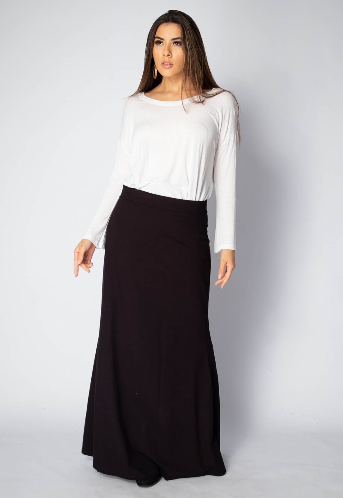 Imagem principal Saia Longa Amazonia Vital Malha Sereia Preta Amazonia Vital preto