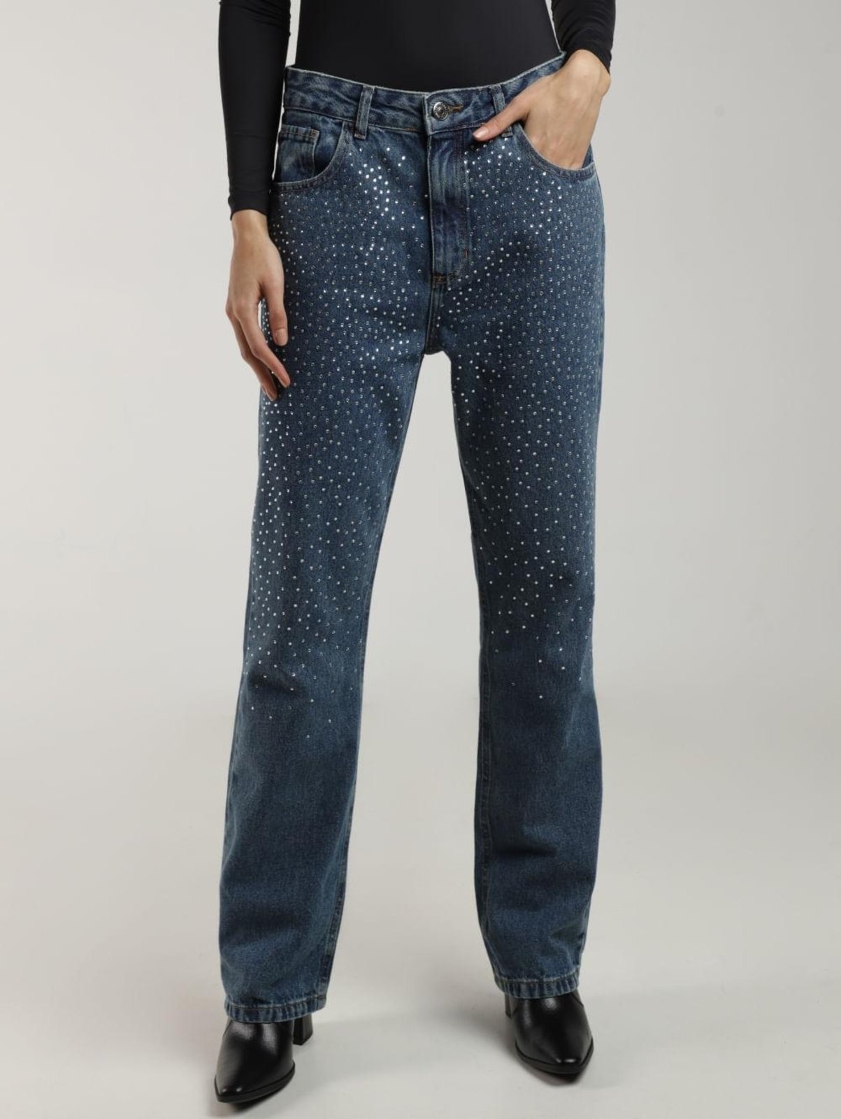 Imagem principal Calça Jeans Reta Brilhosa Autentique Feminina AZUL Autentique unico azul