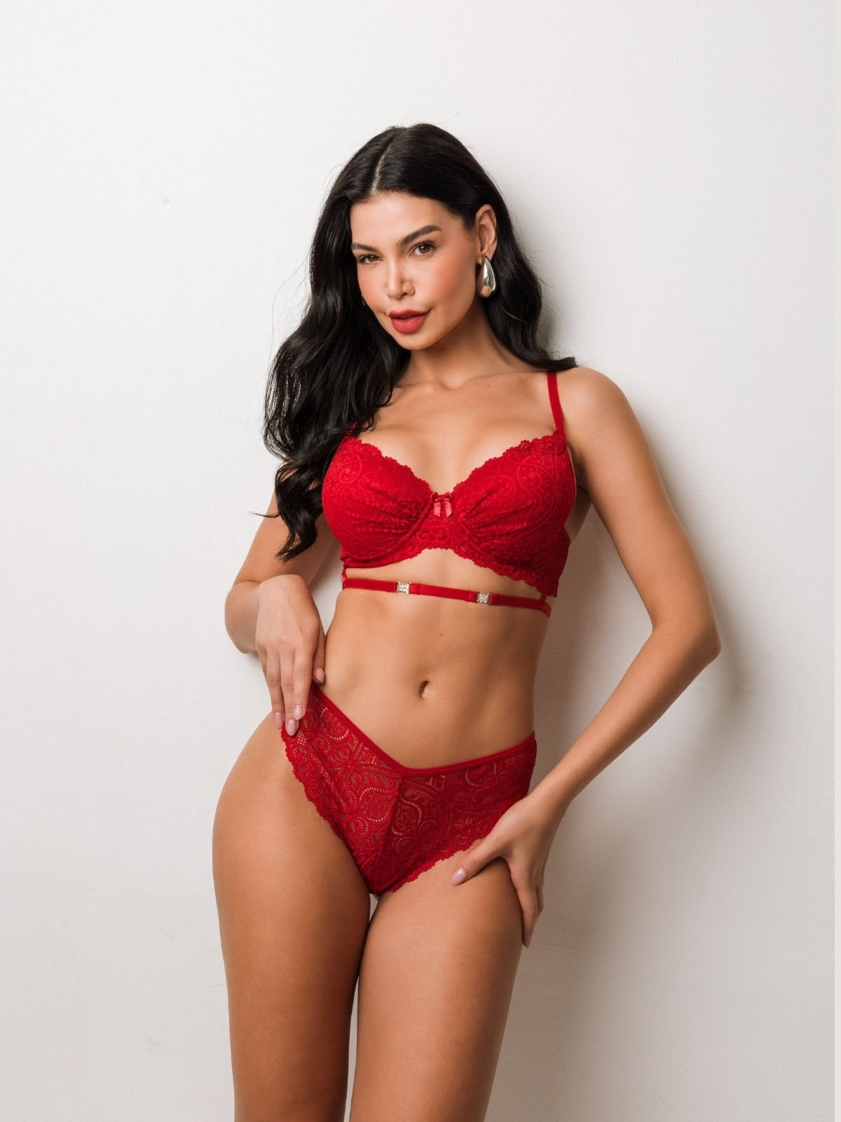 Imagem principal Conjunto Lingerie em Renda M'Lev vermelho