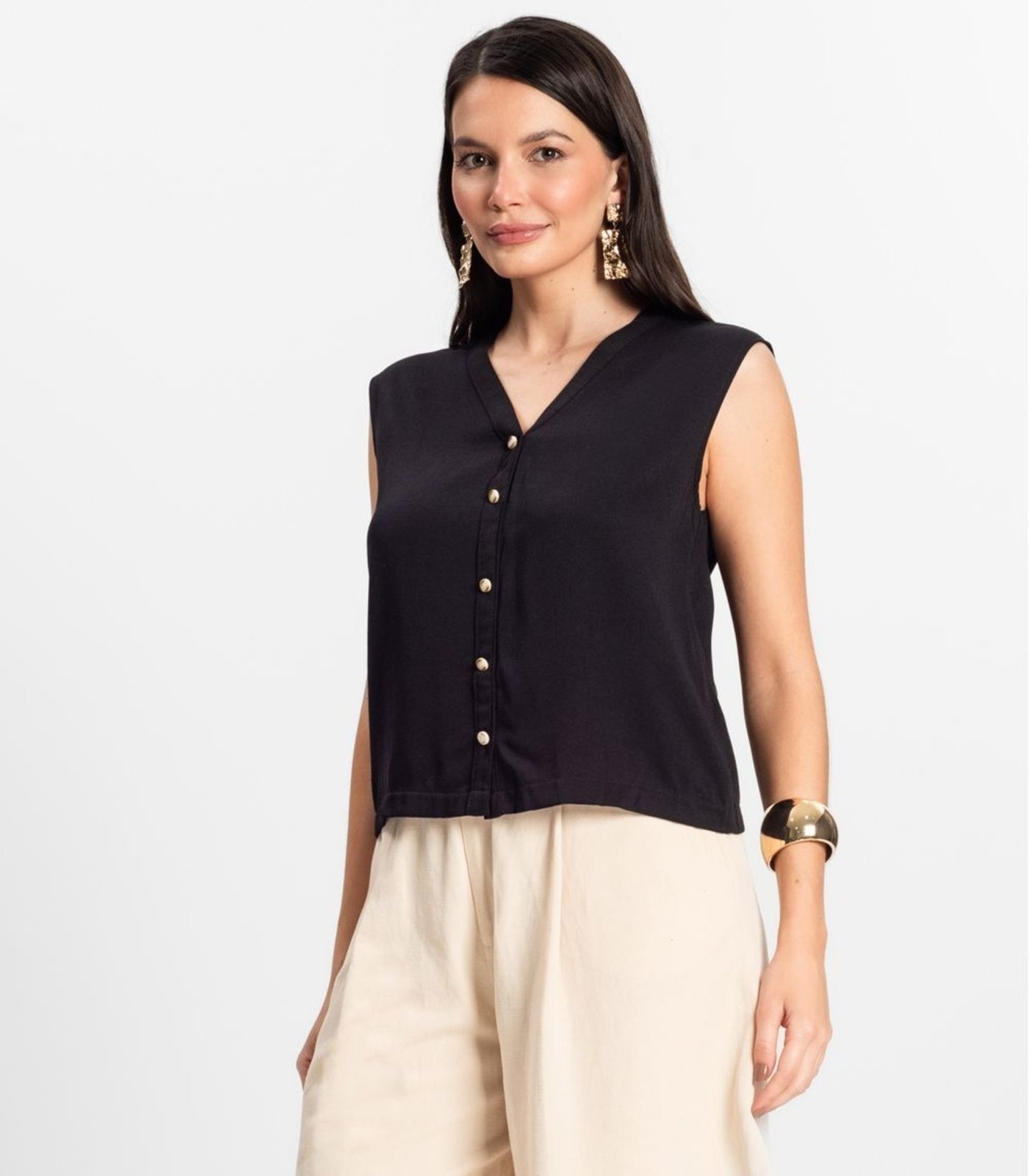 Imagem principal Camisa Feminina Viscose Sarjada Pesada Rovitex Rovitex preto