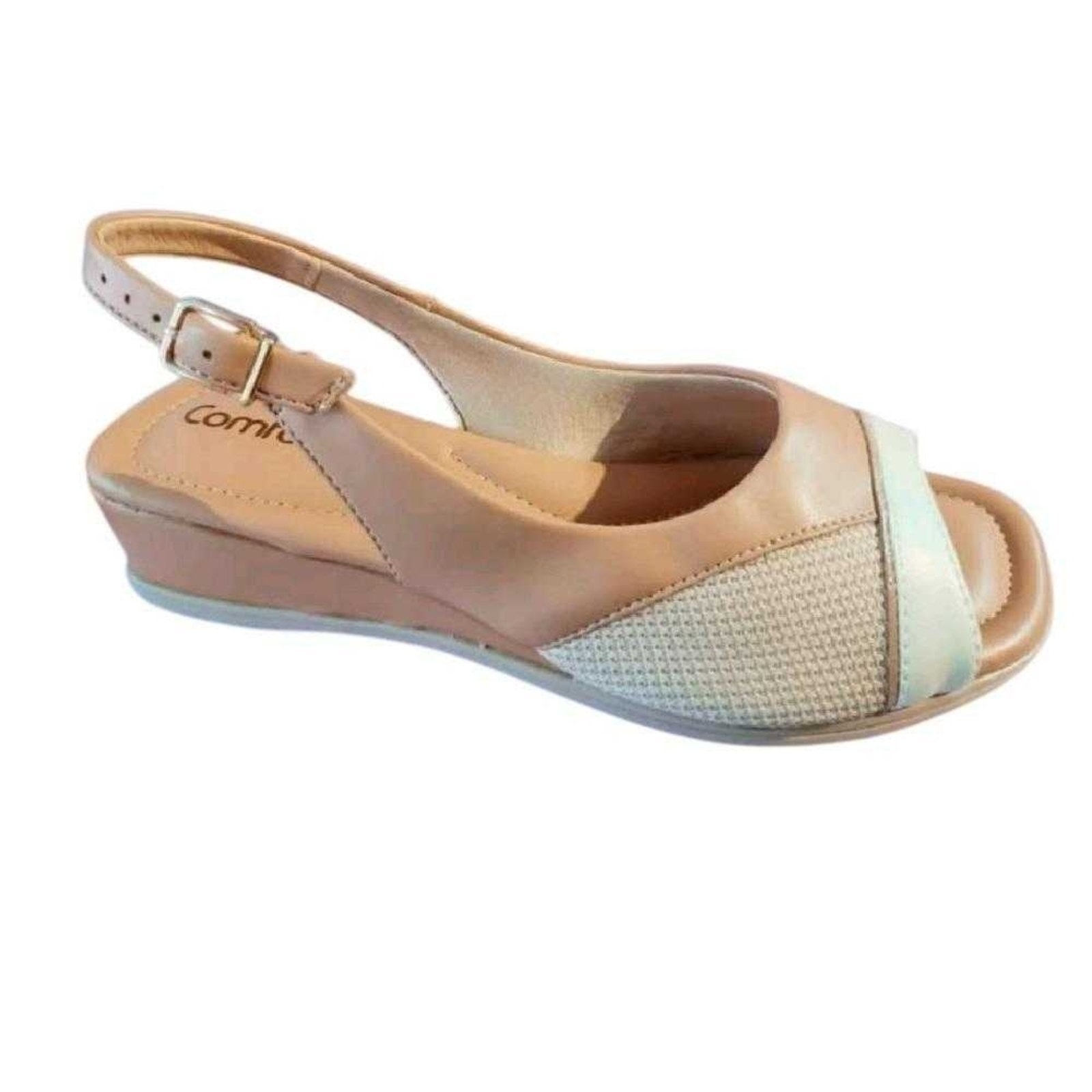 Imagem principal Sandália Feminina Comfortflex Slingback Peep Toe Comfortflex bege