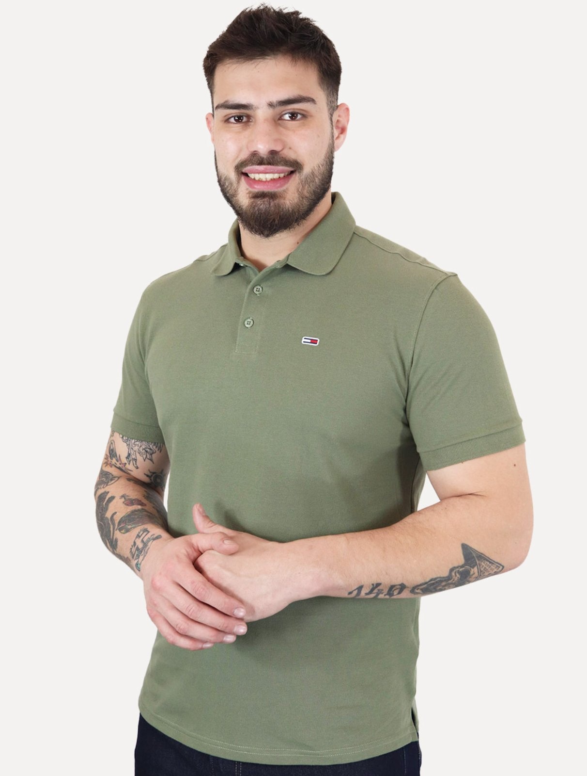 Imagem principal Polo Tommy Hilfiger Masculina Piquet Regular Placket Tommy Hilfiger verde militar