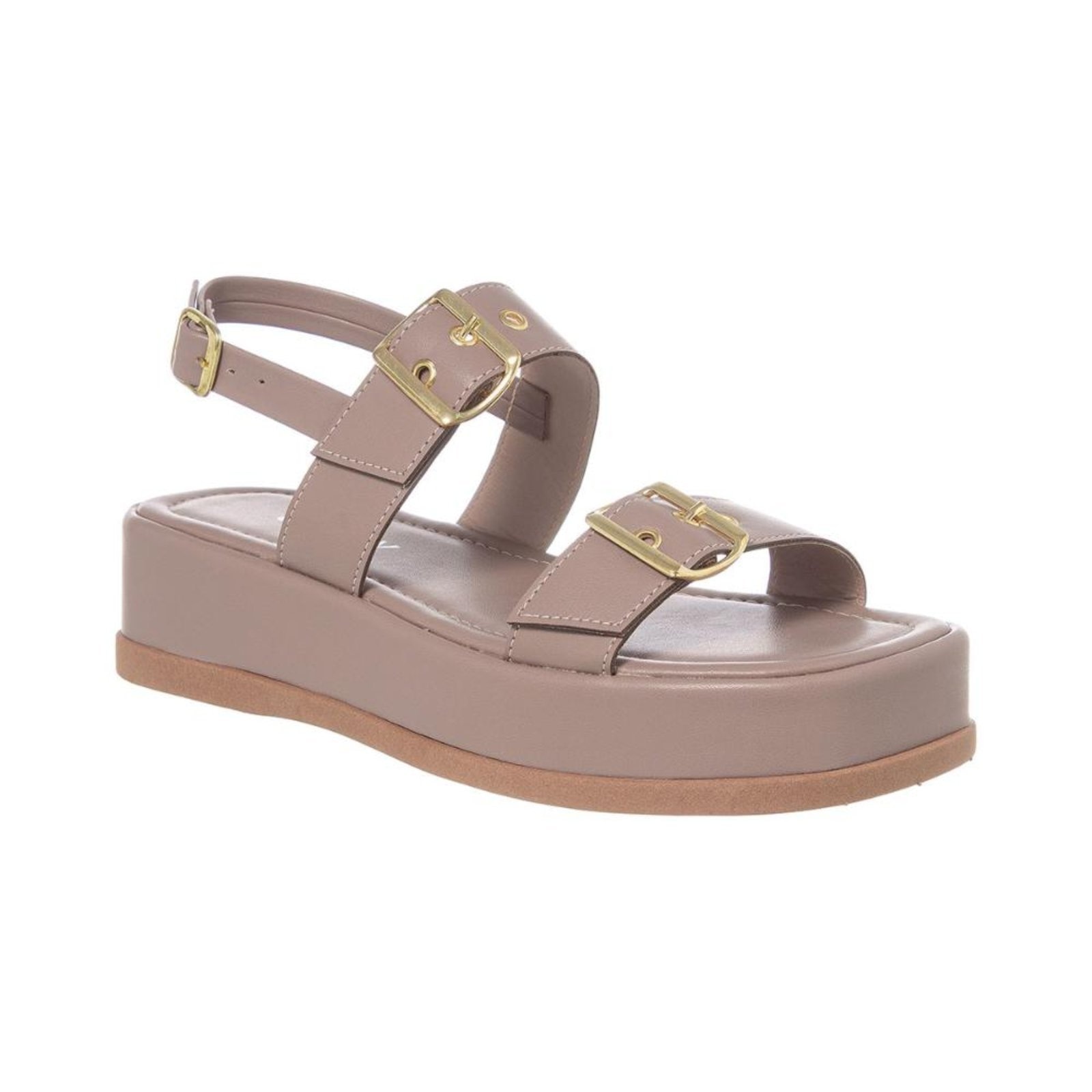 Imagem principal Sandália Papete Fivelas Ajustável Moda Flatform Confortável Capuccino Stessy Shoes caramelo