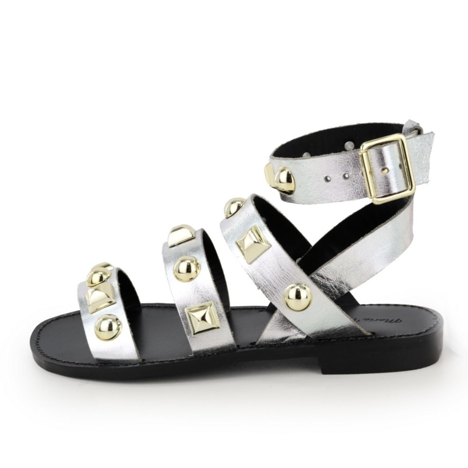 Imagem principal Sandália Rasteira Feminina em Couro Piramide Maria Paula Cristal MARIA PAULA prata