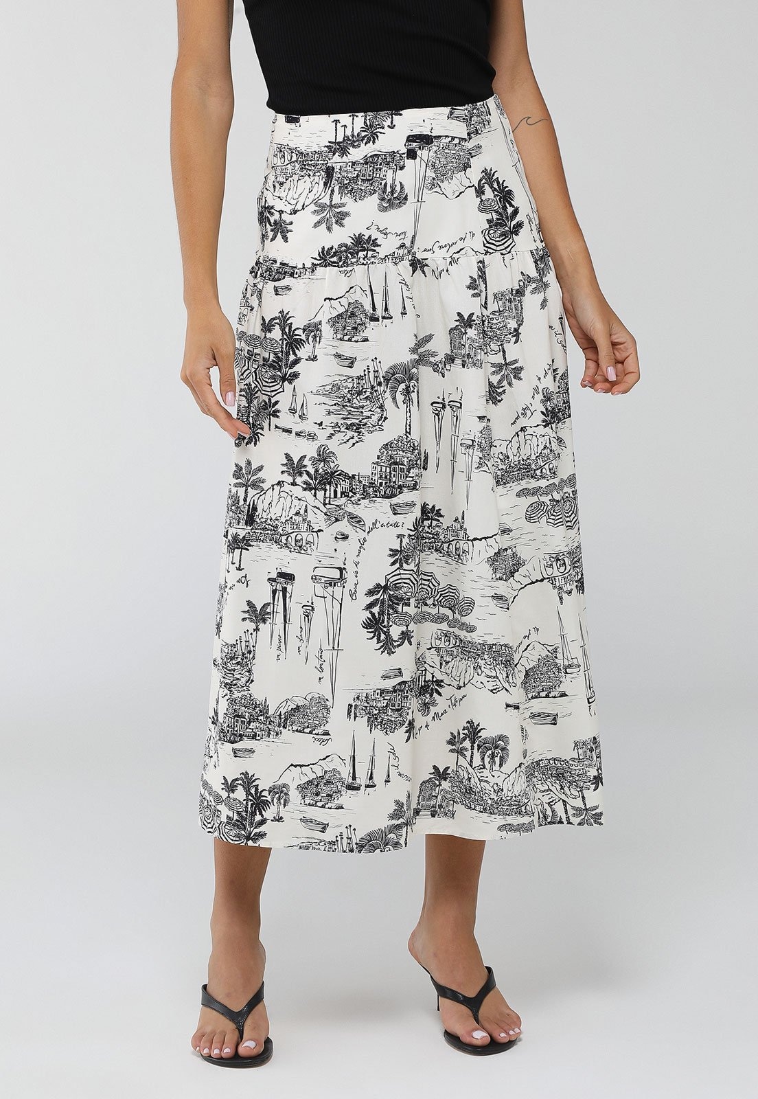 Imagem principal Saia Feminina Colcci Estampada Midi Branca Colcci branco