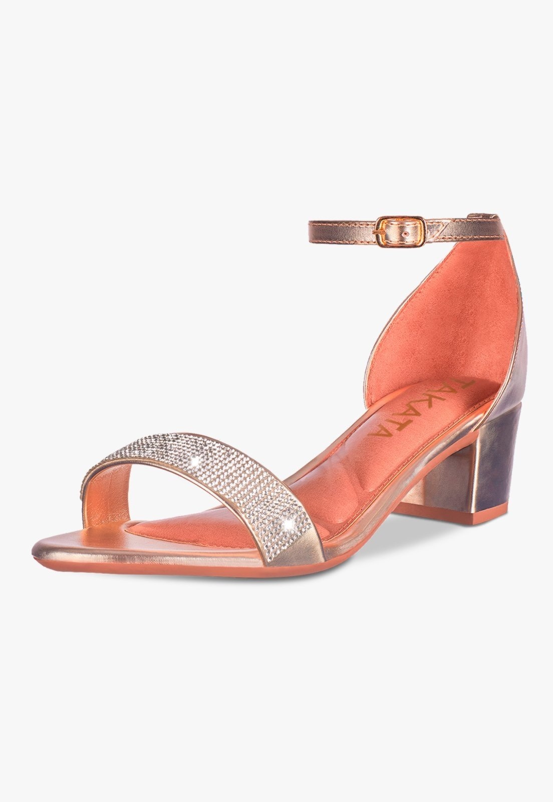 Imagem principal Sandália Feminina Salto Quadrado Grosso Bloco Baixo Verniz Strass brilho Confortável elegante Festa Ouro ligth TAKATA BY RAFAEL TAKATA dourado