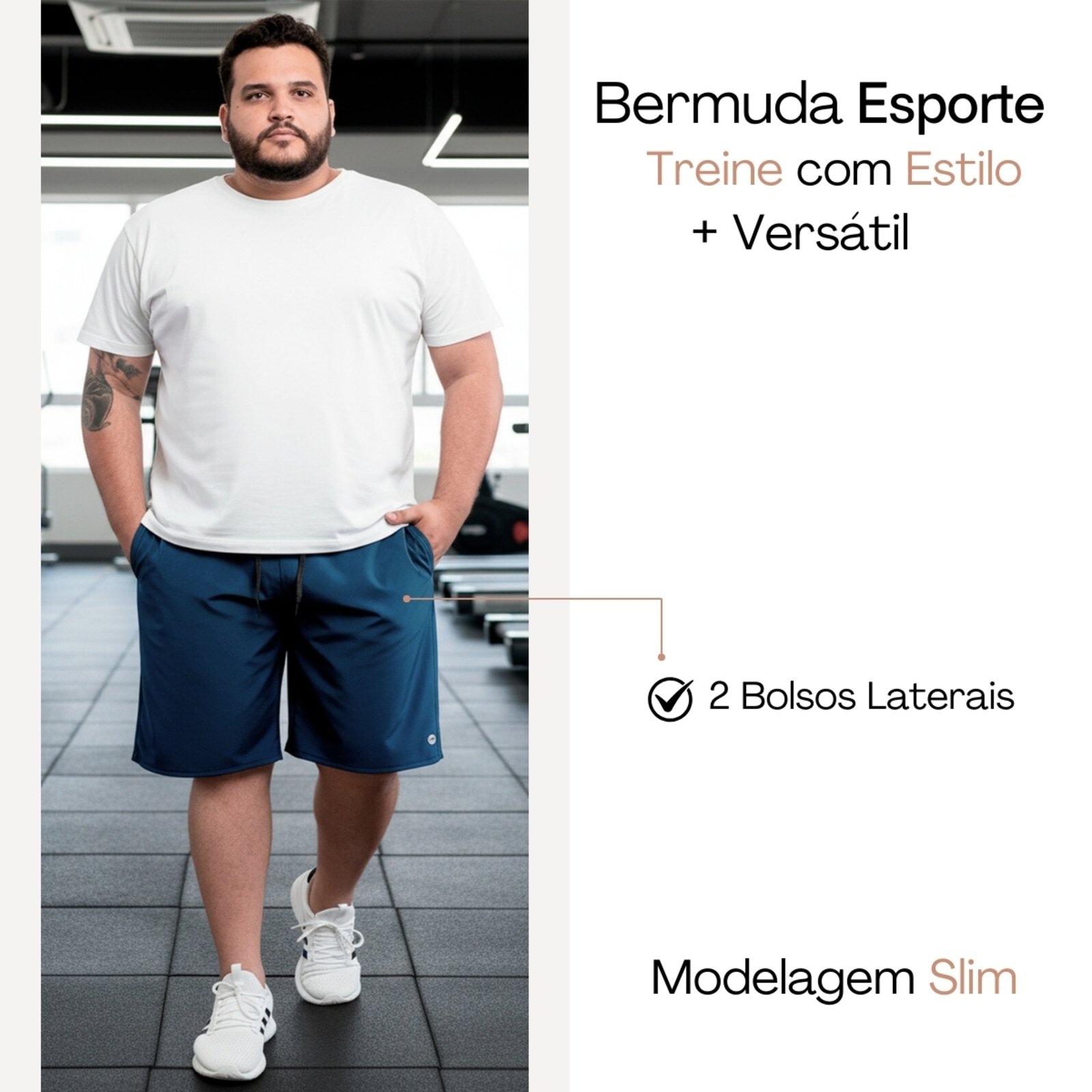 Imagem principal Bermuda Masculina KS Plus Size Tactel Premuim com Elastano Short Esporte Treino KS azul/azul marinho