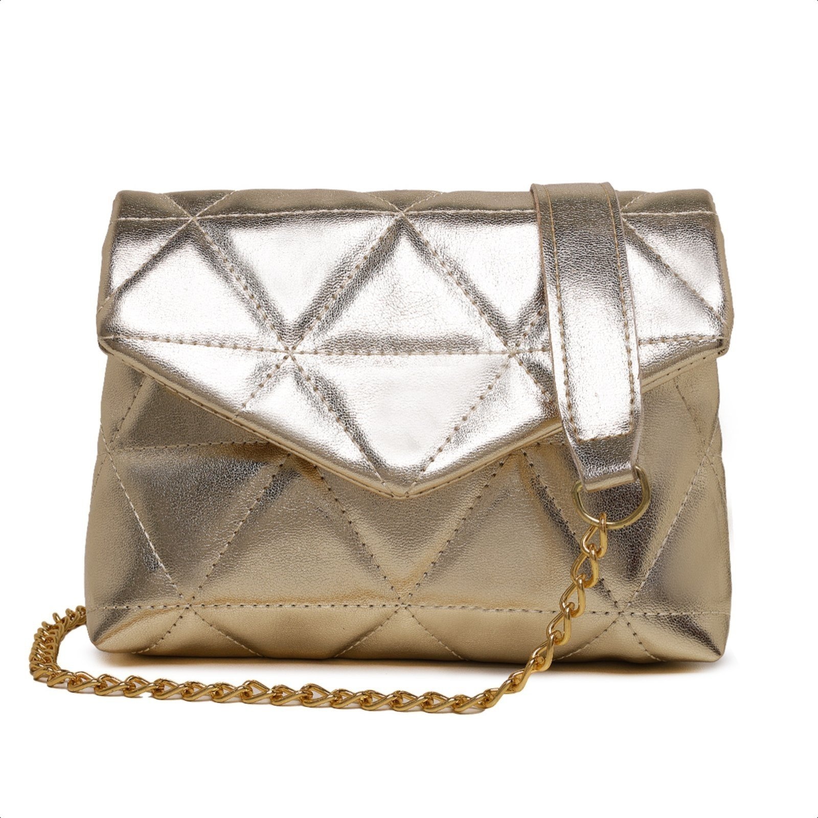 Imagem principal Clutch Feminina Pequena Bolsa Dourada Brilho Metalizado De Festa CARMELO SHOES dourado