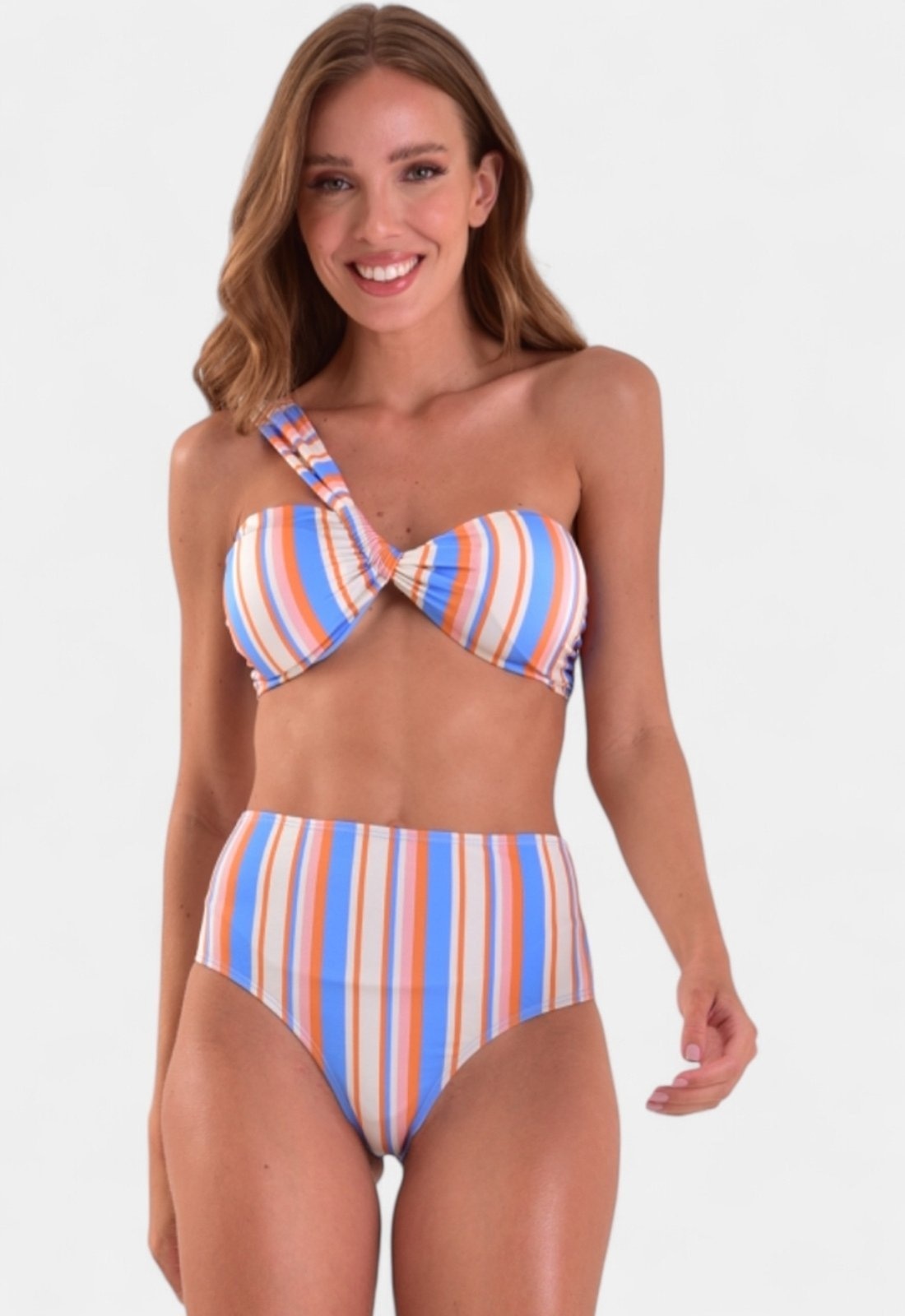 Imagem principal Biquíni Areia Branca Baly Hot Pant Stripe Areia Branca azul