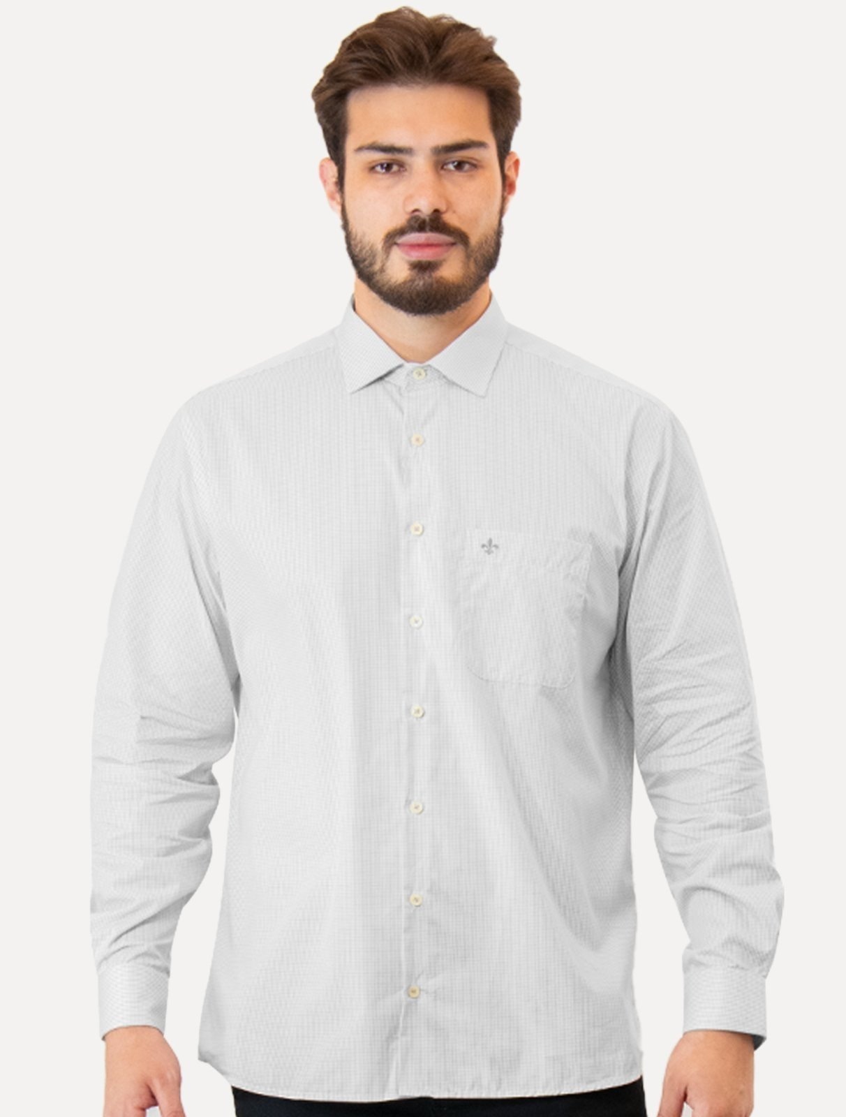 Imagem principal Camisa Dudalina Masculina Comfort Superfine Cotton Pocket Grid Médio Dudalina cinza