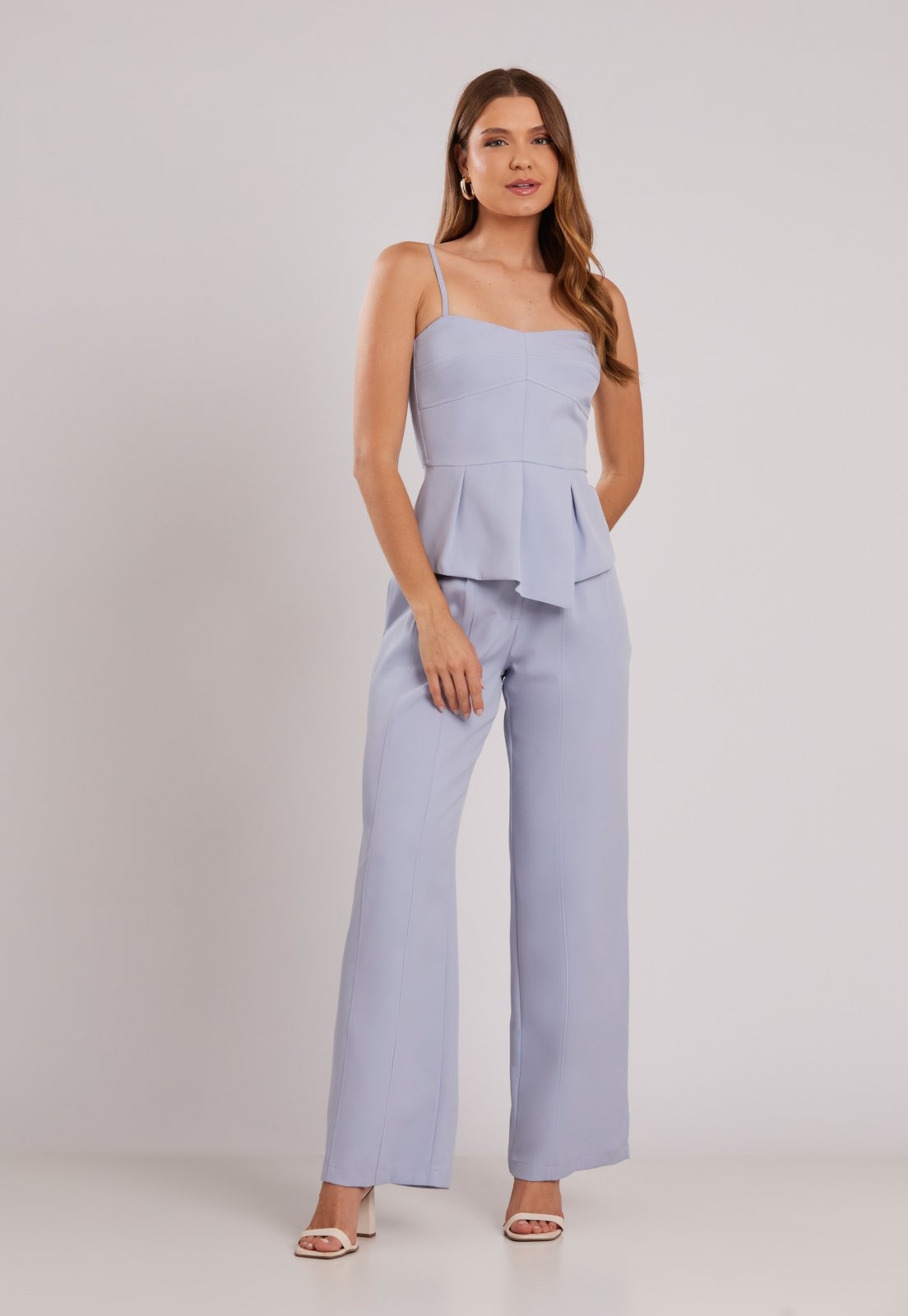 Imagem principal Conjunto Blusa Peplum Calça Alfaiataria Claro Miss Joy 8474 MISS BY JOY azul