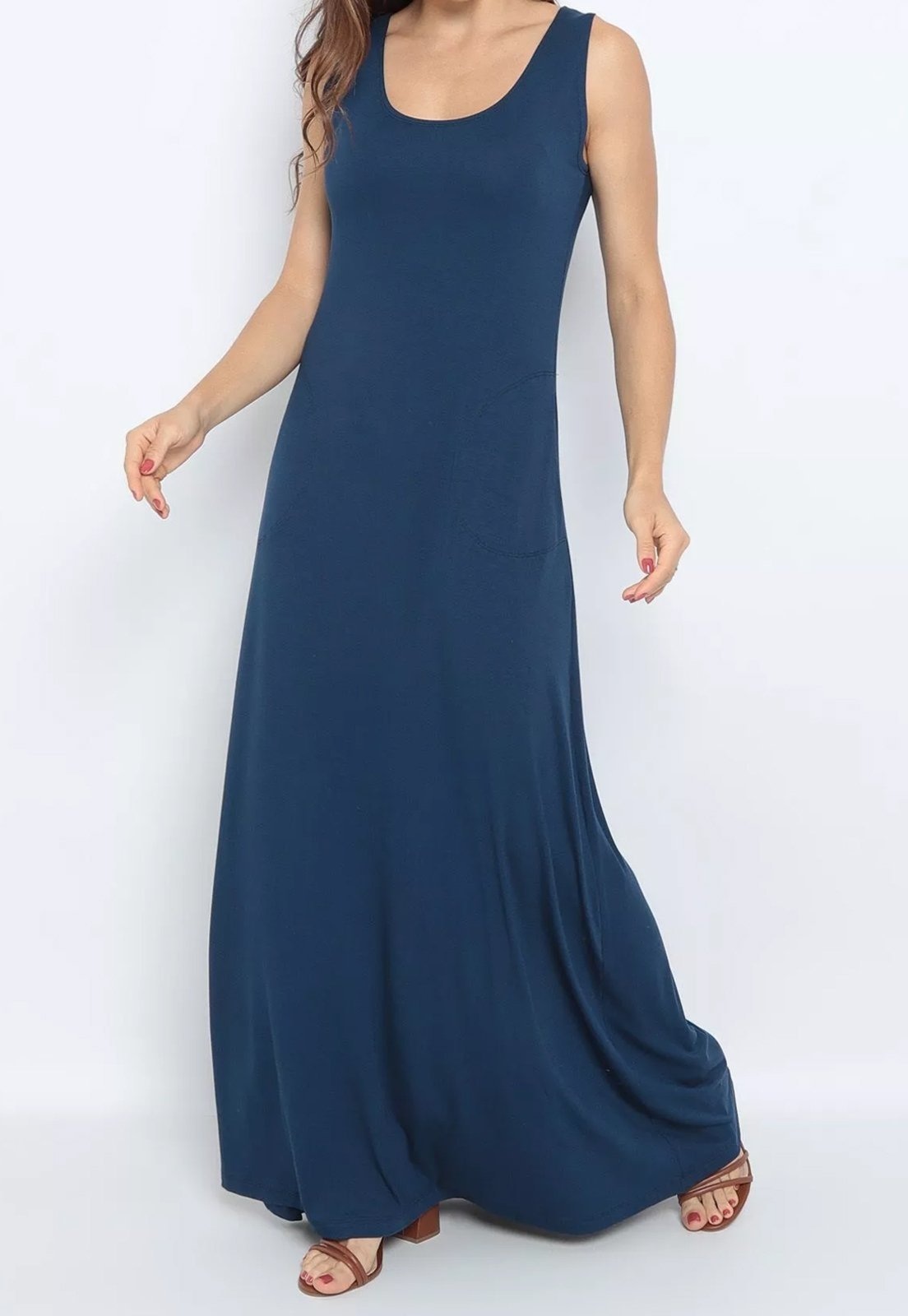 Imagem principal Vestido Maria Paes Longo de Bolso Marinho Maria Paes azul marinho